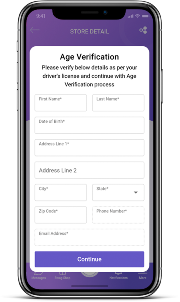 Confirm age with driver's license details