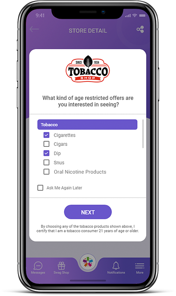 Select the type of age-restricted product